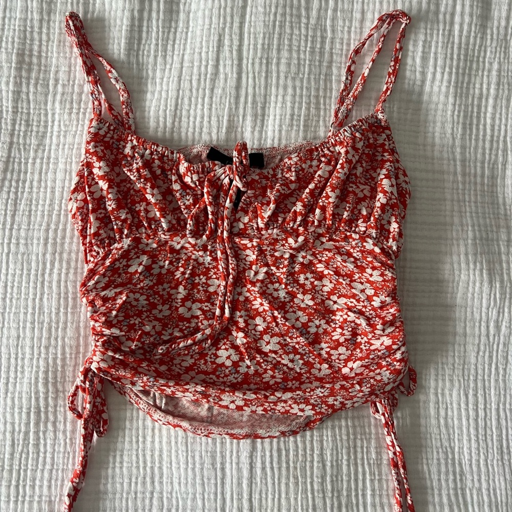 Floral Red Tank Top